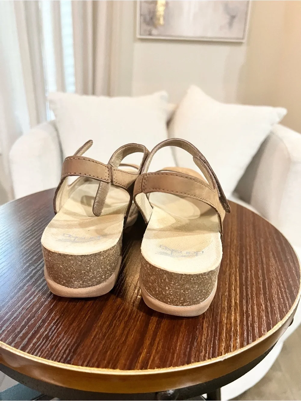 Dansko Tan Nubuck Leather Open Toe Wedge Sandals EU 40 US 9.5-10